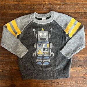 GAP Kids Gray Knit Robot Sweater